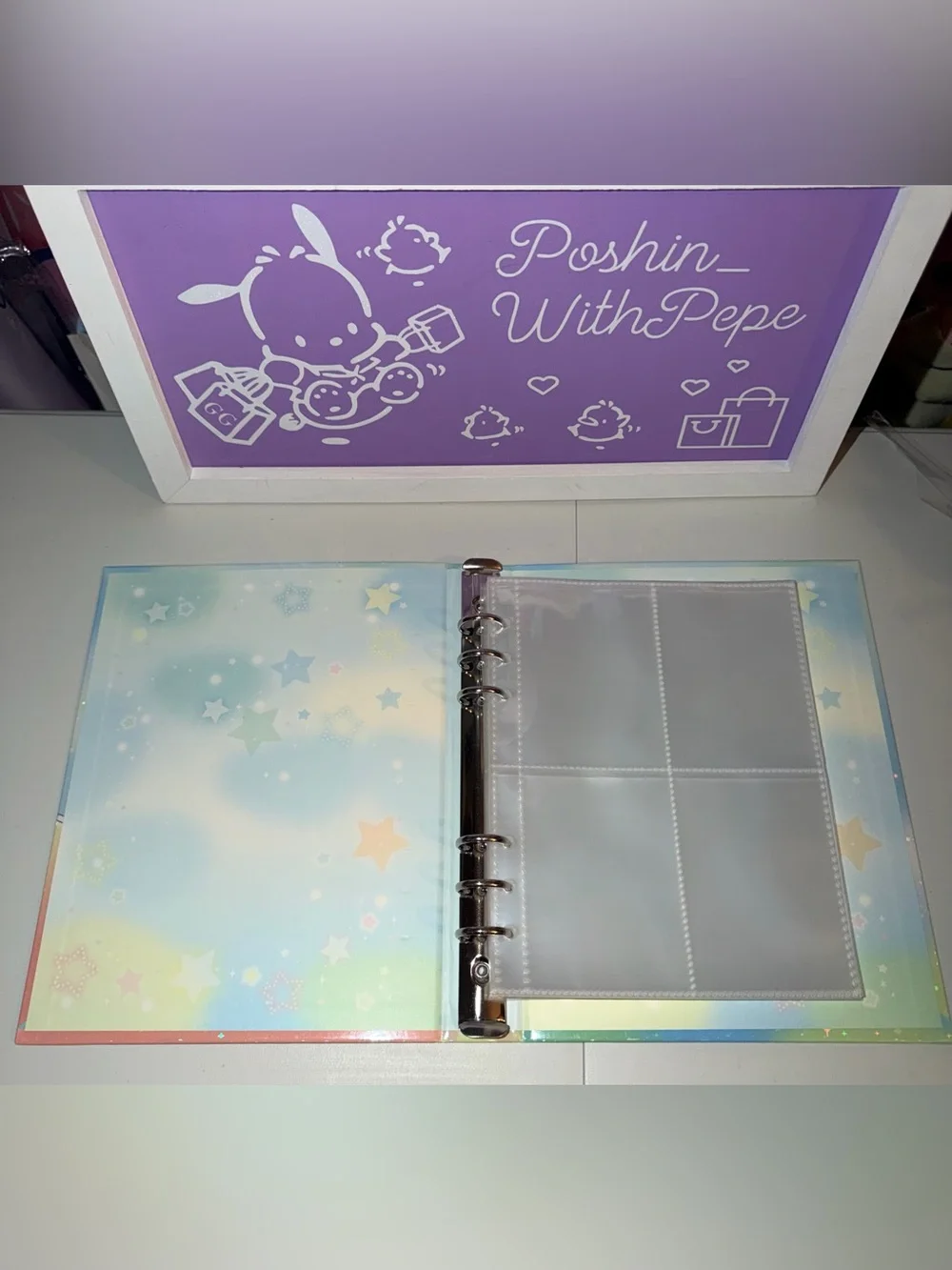🩵NIP Sanrio Cinnamoroll Holographic Pastel Hardcover Binder with card sheets